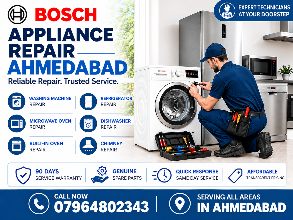 We Provide Reliable And Professional Bosch Appliance Repair Services In Ahmedabad. Our Trained And Experienced Technicians Offer Expert Inspection, Troubleshooting, And Repair Solutions 